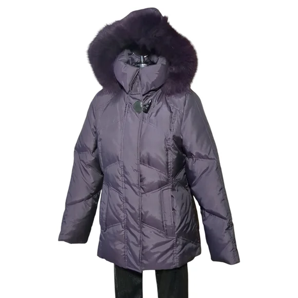 Laura Purple Puffer Jacket with Faux Fur Hood Size SP - Picture 5 of 16
